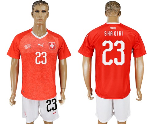 Switzerland #23 Shaqiri Red Home Soccer Country Jersey